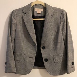 Houndstooth Plaid Crop Blazer